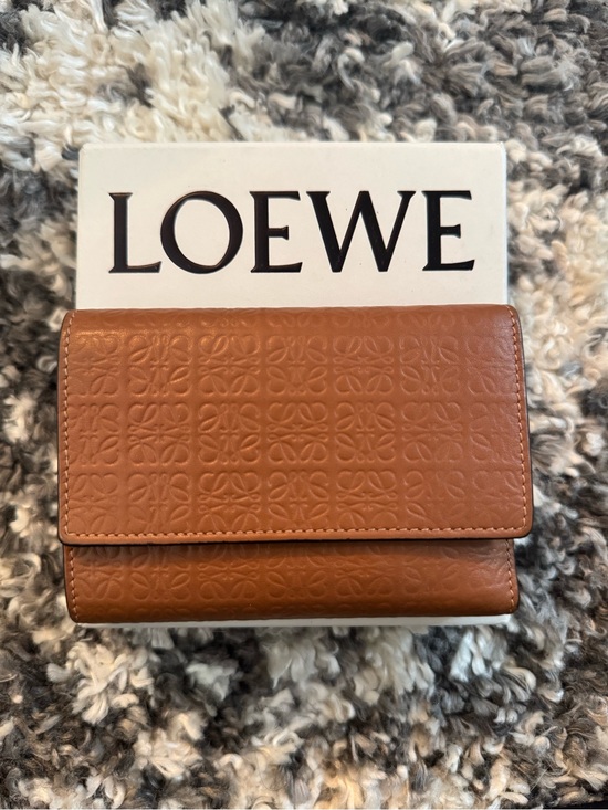 Loewe Handbags - LOEWE Embossed Anagram Leather Wallet in Tan